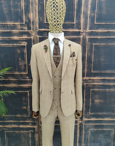 Classic beige checked suit